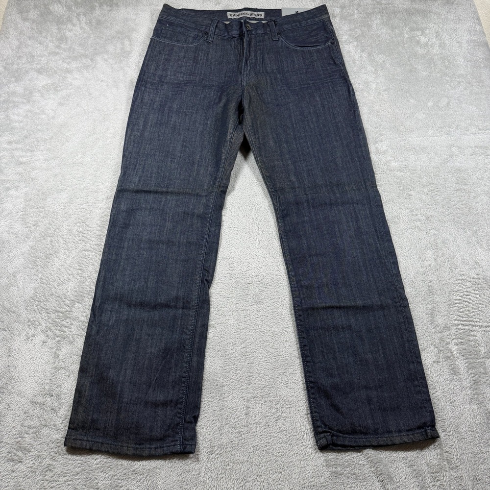 Express Kingston Straight Leg Jeans Mens 31x30 Blue Dark Wash Classic Fit NWT